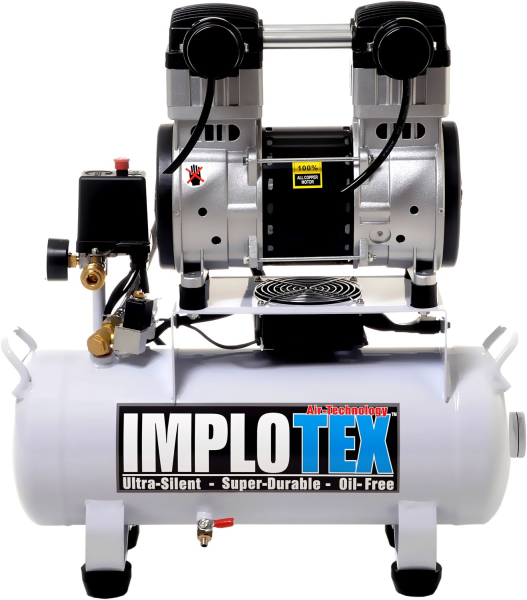 Implotex Silent Kompressor Druckluftkompressor mit Luftkühlung 1500W | 2PS | 18L | 60dB | ölfrei