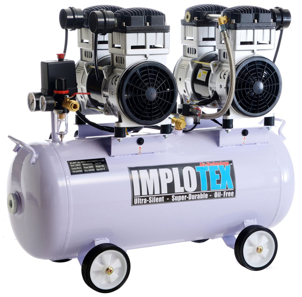 Implotex Silent Kompressor Druckluftkompressor 3000W | 4PS | 65L | 65dB | ölfrei
