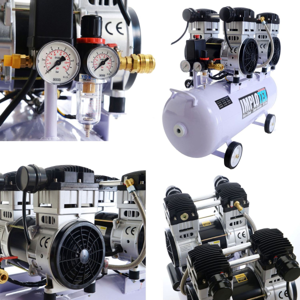 Implotex Silent Kompressor Druckluftkompressor 3000W | 4PS | 65L | 65dB | ölfrei