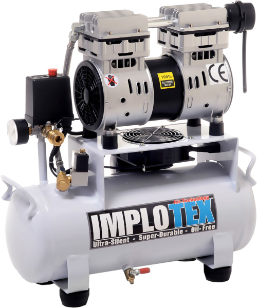 Implotex Silent Kompressor Druckluftkompressor mit Luftkühlung 850W | 14L | 55dB | ölfrei
